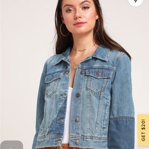 Free People Rumors Medium Wash Two Tone Denim Jacket